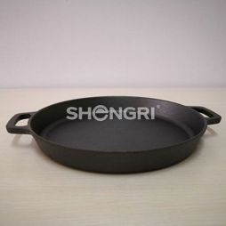 33CM Cast Iron Pizza Pan with Double Loo